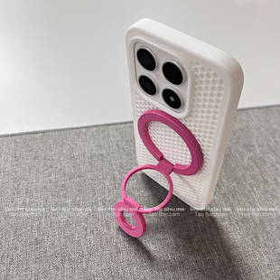 ins小众玫红色三折叠双面磁吸支架K90/K80适用小米15/14/17PRO MAX手机壳13T/K70透气散热POCO女新款F8纯白F7