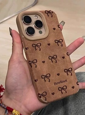 秋冬小爱心蝴蝶结Findx8适用OPPO Reno13/9/12手机壳RENO11新款贴皮10PRO高级感7/6毛皮质硅胶加厚5全包8防摔