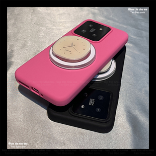 火龙果色液态硅胶时钟磁吸支架适用Realme真我GT8/GT7PRO竞速版手机壳Neo7防摔6se软糯GT5PRO新款创意甜酷女