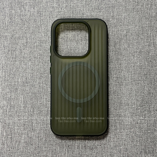ins复古深绿色肤感磁吸壳适用小米17/15pro/14手机壳13软边硬背板17PRO MAX凹凸感防滑瓦楞防摔高级感磨砂套