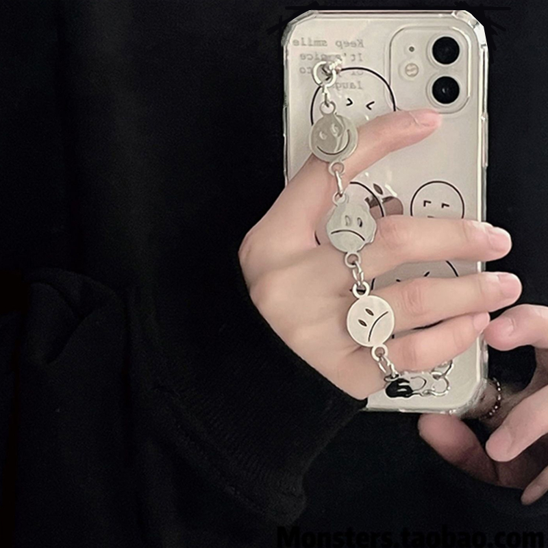 适用链条表情笑脸K90小米17/15/14手机壳NOTE13个性12PRO+女TURBO4透明CIVI5/3/K80全包K70/K60防摔K50/K40S