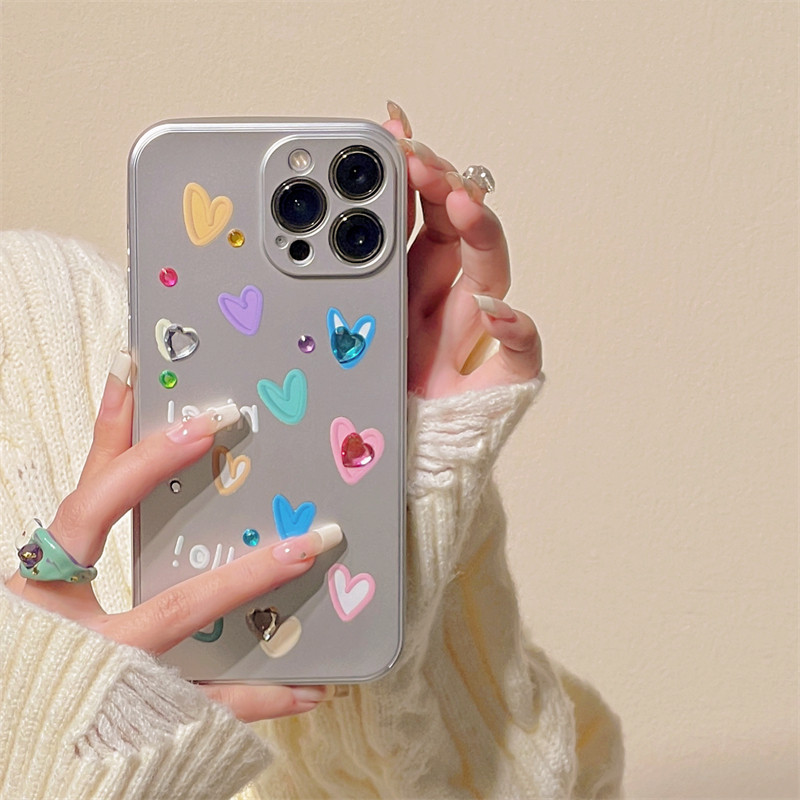ins彩色爱心DIY贴钻P60适用mate40华为nova11/6麦芒8手机壳9新款10se创意7/5Z/3i/P20/4E女30PRO畅享9plus/50