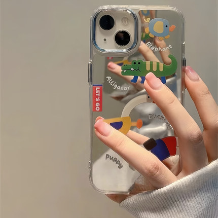 大孔镜框镜面抽象动物适用K90/K80小米17/15/14手机壳K60至尊版13T红米Note11T/12大孔Turbo4/13pro+卡通K70