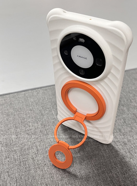 活力橙磁吸三折叠支架耐脏纯白色双面适用MATE80华为Mate80PROMAX手机壳PRO波漾液态硅胶耐脏高级感小众男女
