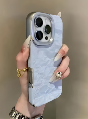 秋冬婴儿蓝色绒布雪山纹适用VIVO X200/S20手机壳X100/S19网红S16PRO时尚S17t小众V40/V29皮纹V30防摔27磨砂