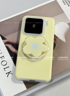 软糯奶黄色磁吸壳Reno14适用OPPO 一加ACE5手机壳FINDX8pro小黄花支架1+13耐脏果冻液态硅胶创意X7Ultra防摔