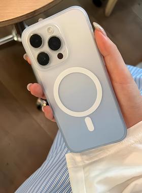 金属磁吸ins渐变蓝色Magic8/7适用500/400/300荣耀200/X60手机壳70小众80GT/WIN/6/5PRO防摔90全包X9c/50/X9D