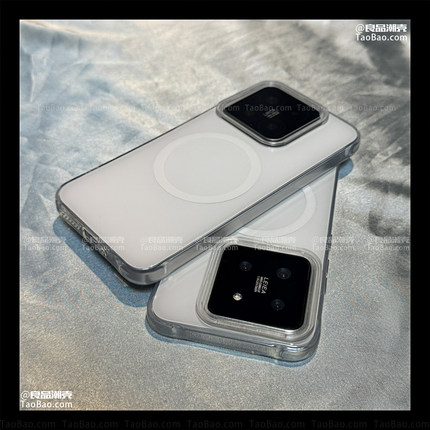 内置磁吸亮面白色大孔亚克力适用K80小米15Ultra/14手机壳K60红米K50车载70简约Note13纯色11防摔civi3/12PRO