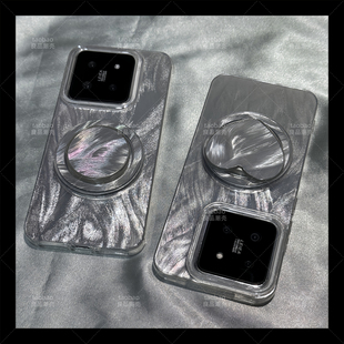 创意 A53高级感A54防摔A51女款 小众A51 FE网红A52 A05 s22新款 奢华羽纱磁吸支架适用三星S24手机壳23Ultra个性