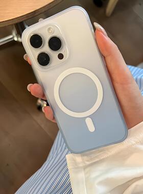 金属磁吸ins渐变蓝色X300适用VIVO S50/X200S/X100手机S19冷淡风X90S全包S20PRO防摔Y500磨砂S17软S18e薄S30