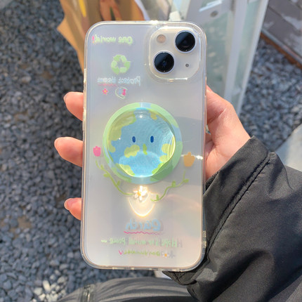 环保地球FIND X8S+/X7适用OPPO Reno14/13/9/K11手机壳12/K3/2Z小众A3PRO支架4/12F/8pro+小众透明软6/5/A56