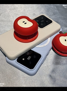 液态硅胶立体红苹果磁吸支架Turbo6适用OPPO Reno14/13手机壳12一加ACE6新款3V少女5PRO软糯2甜酷11卡通耐脏