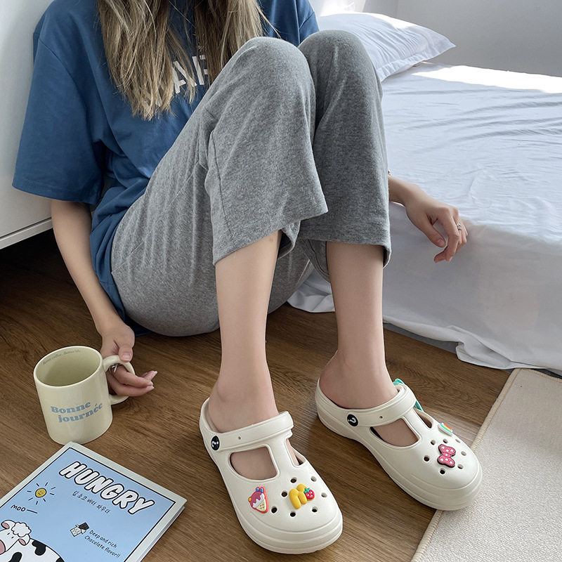 增高拖鞋洞洞鞋玛丽珍ins潮