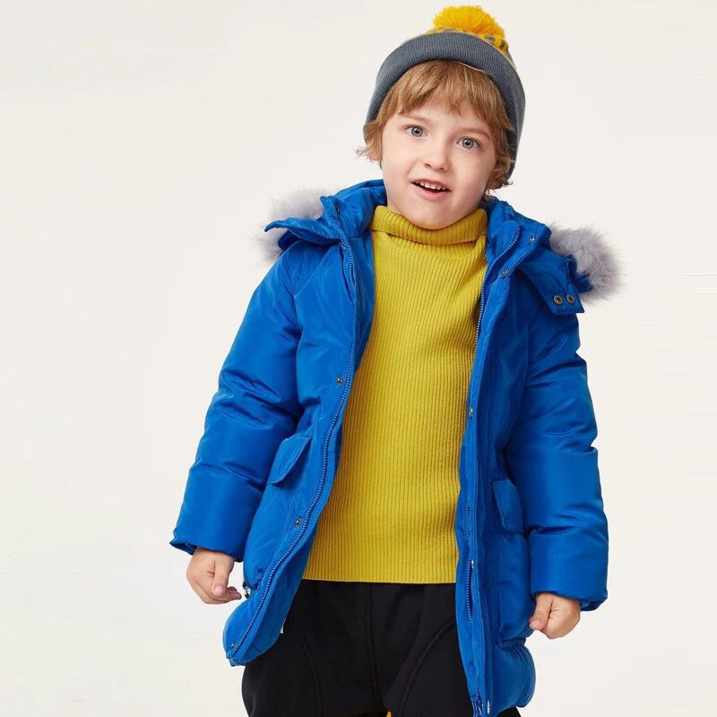 淘巴豆中长款加厚男童羽绒服