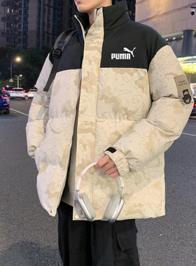 奥莱专柜羽绒棉服男立领迷彩冬季新款加厚保暖潮牌面包服大码外套