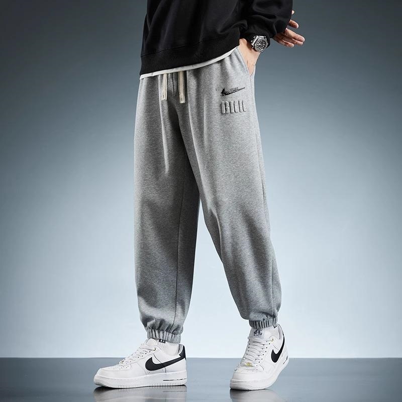 耐克顿卫裤男士秋季束脚百搭针织棉运动裤加肥加大码宽松休闲长裤