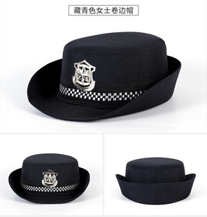 新式保安作训帽男款黑色帽子女士卷边安保春秋物业便帽门卫网眼帽