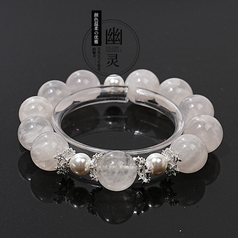 【樱花之约】高货天然大卡雪花幽灵水晶手串女款时尚单圈手链