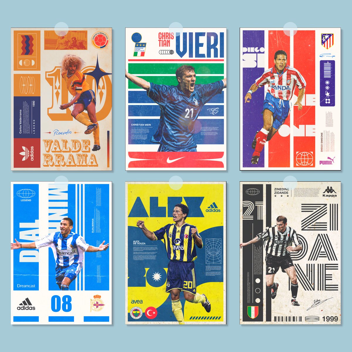 90年代复古足球插画海报｜世界杯soccer｜酒吧工作室卧室装饰墙