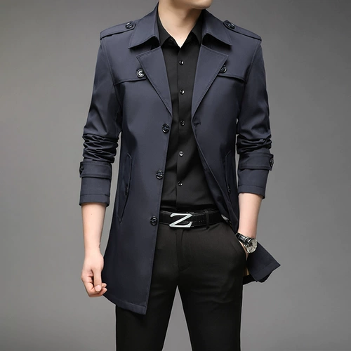 Мужской осенний вместительный и большой длинный плащ для отдыха в английском стиле, большой размер, средней длины