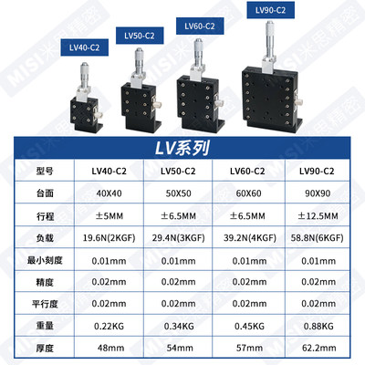 XYZ轴滑台三维移动垂直升降精密位移LDV40506090微调光学实验平台