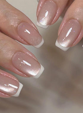 Bare powder glitter nail patch, removable fake nails穿戴甲