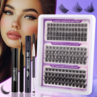 False eyelash extension 148 clusters, three mixed designs