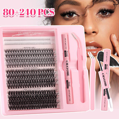 320 clusters of D-curve false eyelashes 5-16mm extension set