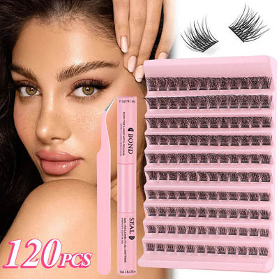 120 clusters of 8-16mm eyelashes with DD curvature假睫毛套装