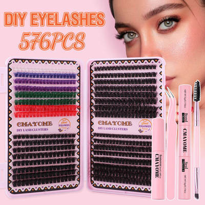 Color D-curve single cluster false eyelash set 8-16mm DIY