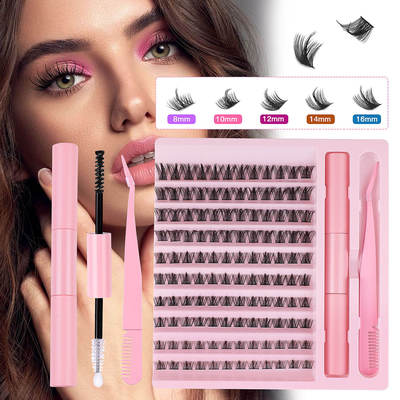 Adhesive tweezers set with 120 clusters of eyelashes假睫毛
