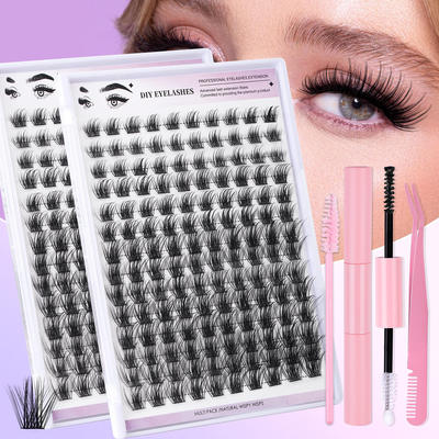 140 clusters of D curved thick 10-16mm eyelashes假睫毛套装