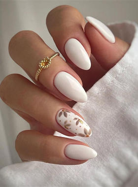 24pcs milky white flower nail art patches fake nail stickers