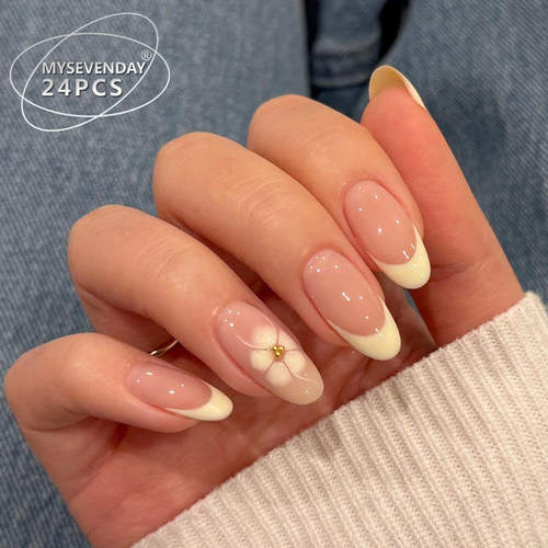 Waterdrop nail sweet ins flower detachable fake nail假指甲