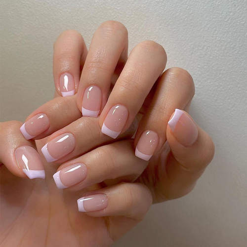 24pcs/set short square fake nails for women cute bride heart