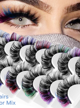 7 pairs of colorful explosive D-curve false eyelashes假睫毛