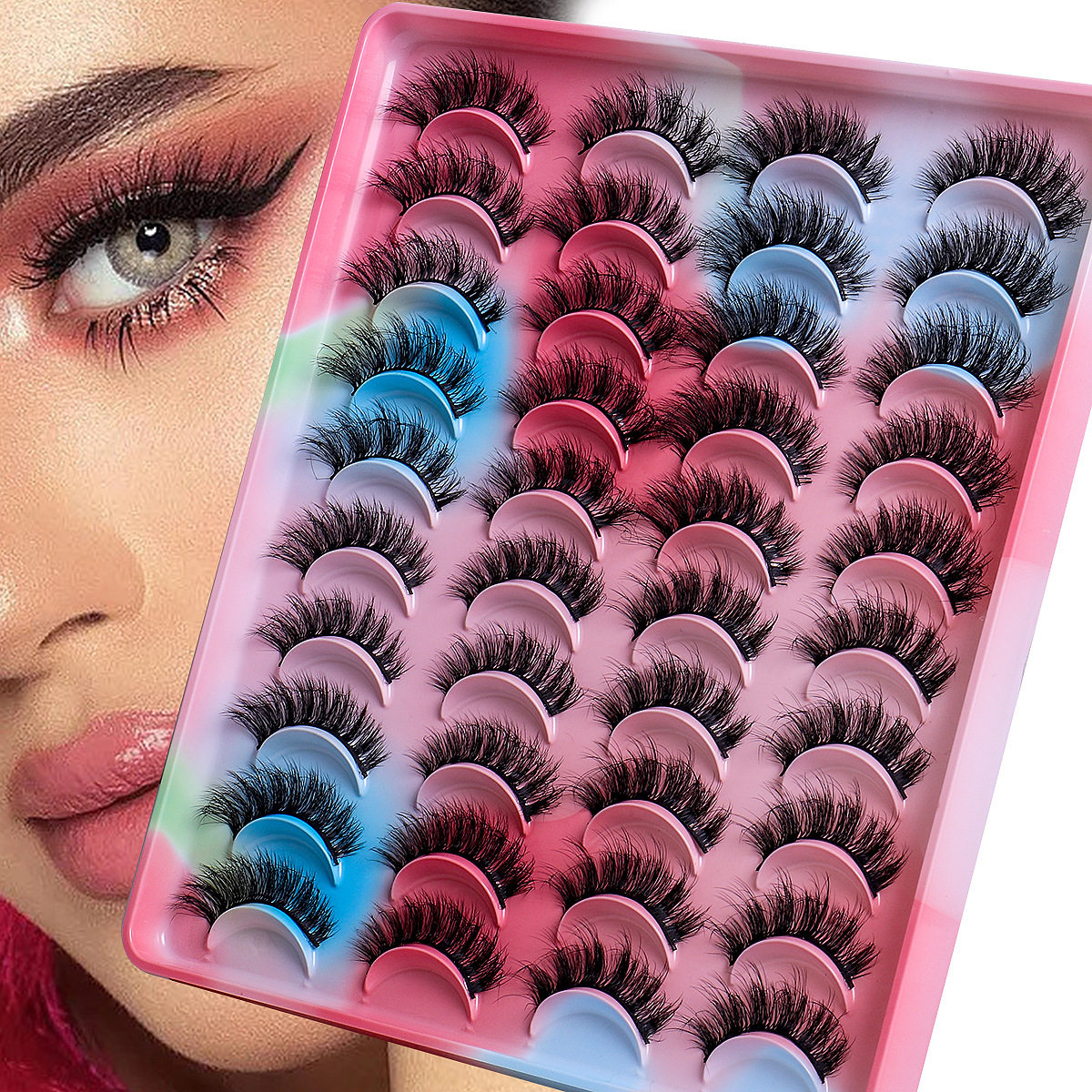 20 pairs of explosive hair style, colored false eyelashes
