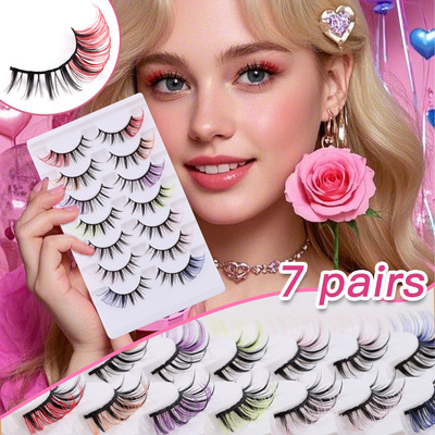 7 pairs eye tail extended colored false eyelashes彩色假睫毛