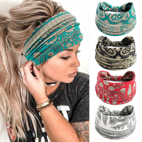 Paisley Elastic Wide Edition Sports Yoga Headband佩斯利头带