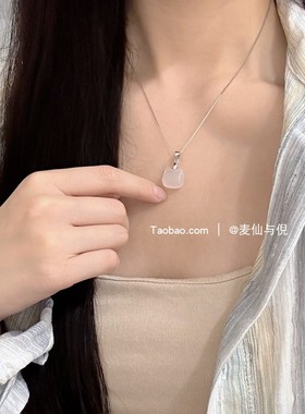 白玉髓s925纯银女生猫咪项链