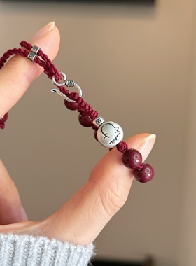 999足银马【岁圆】朱砂手链生肖本命年红绳男女新年手链情侣手串