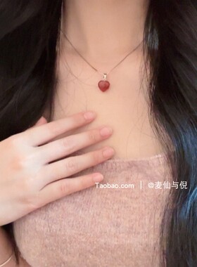 草莓晶s925纯银小巧项链礼物