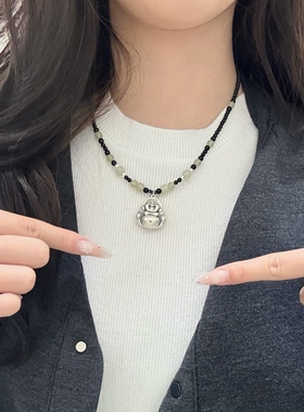 999足银大肚佛公串珠新中式项链