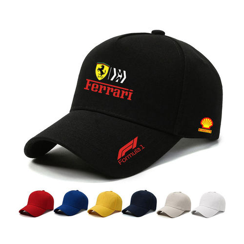 F1车队方程式周边法拉利赛车帽子户外休闲遮阳帽青少年印花鸭舌帽