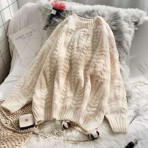 宽松韩版麻花毛衣