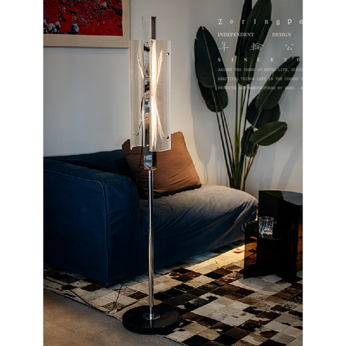 年轮公园大理石现代亚克力落地灯