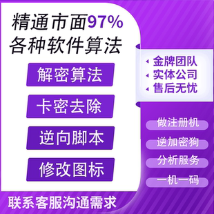 软件破密软件修改程序去授权码注册机逆向汉化服务解密逆向脚本