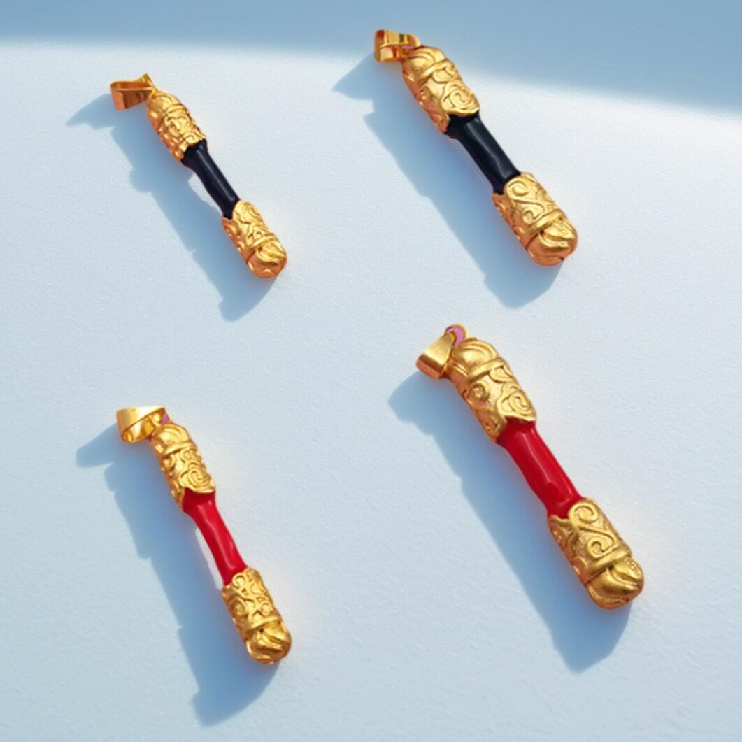 越南沙金饰品金箍棒吊坠彩色仿黄金坠子肖邦项链饰品男女情侣挂坠