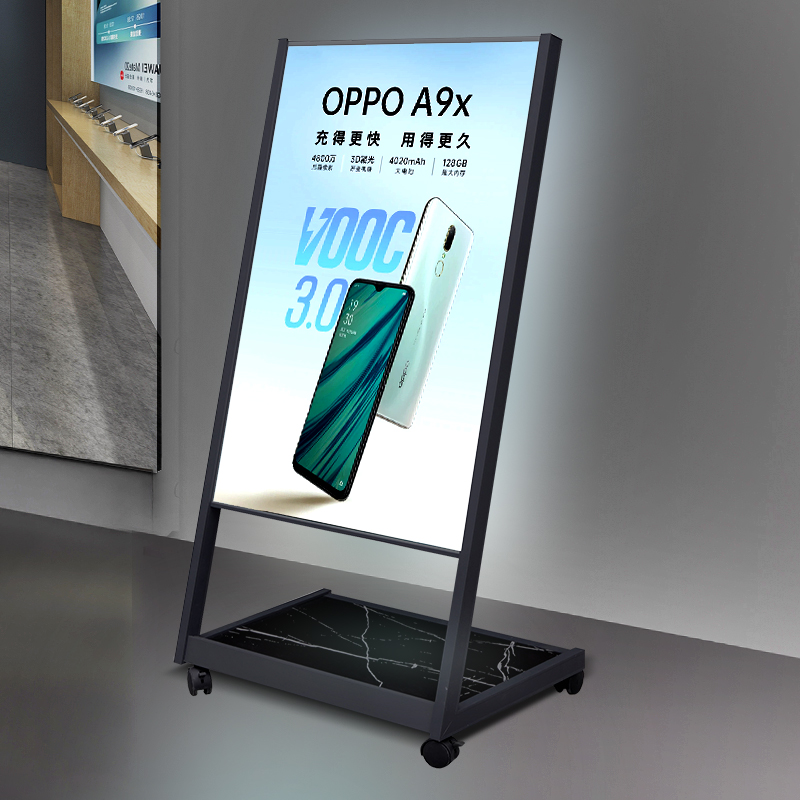灯箱广告牌立式制作充电式可移动室内门口美容院海报led发光定制