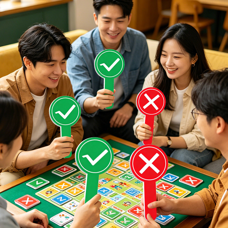桃黑黑同款举牌对错牌子打分牌图片